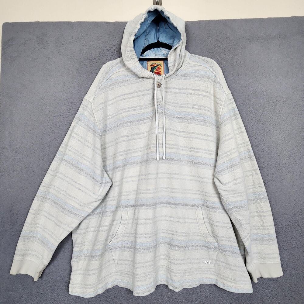 Tommy Bahama Relax Hoodie Mens 3XB Big Gray Striped Pullover Kangaroo Pocket
